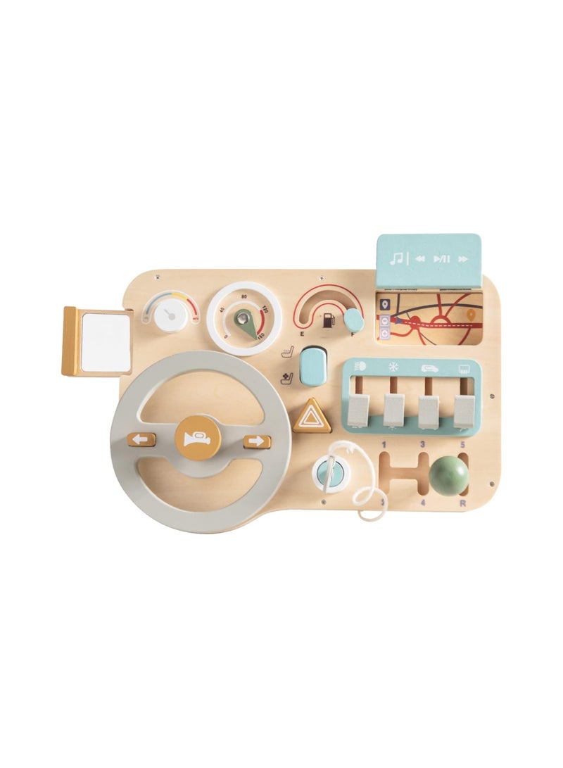 Zikra Busy Board, Montessori Toy Wooden Car Steering Wheel Busy Board Toddler Sensory Toys, Activity Board for Toddlers, Kids Educational Activities Promotes Fine Motor Basic Skills Toys, Kids Gifts - Image 1