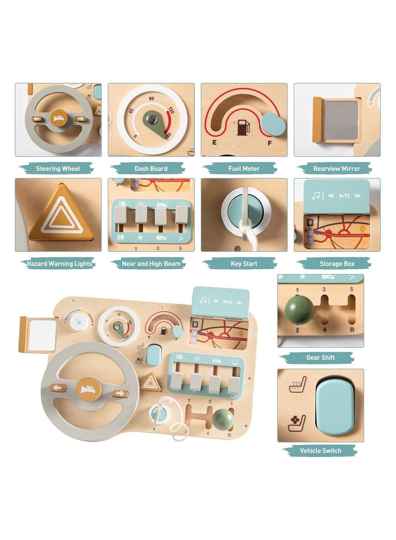 Zikra Busy Board, Montessori Toy Wooden Car Steering Wheel Busy Board Toddler Sensory Toys, Activity Board for Toddlers, Kids Educational Activities Promotes Fine Motor Basic Skills Toys, Kids Gifts - Image 5