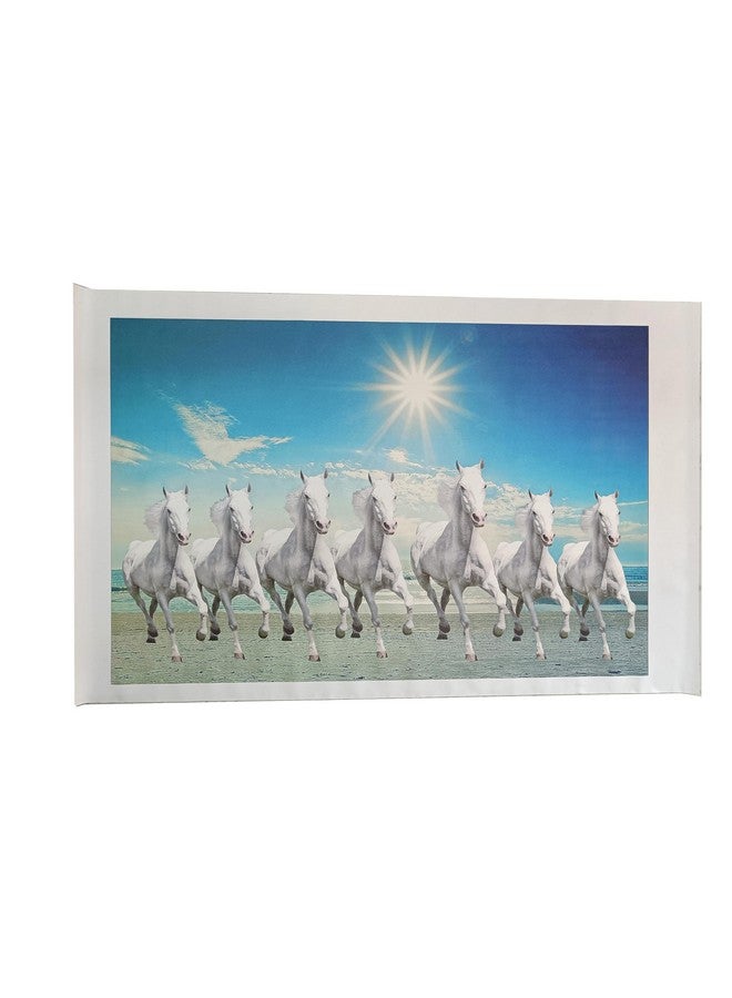 Elegance vastu 7 white running horses with sunrise big size canvas painting picture photo decorative modern art for living room office gifts Painting size- 30 length x 20 height inch - Image 5