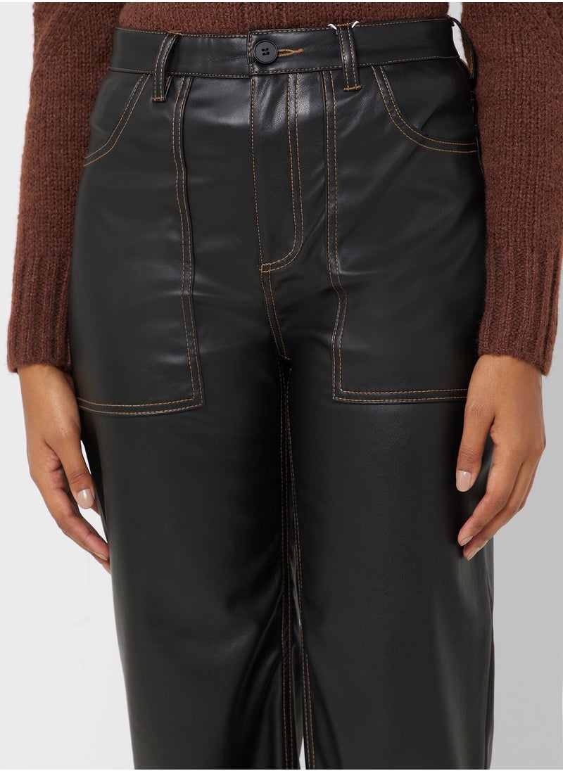 ONLY - High Waist Pu Pants - Image 1