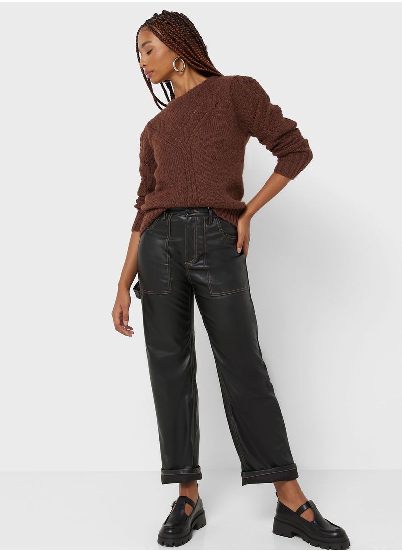 ONLY - High Waist Pu Pants - Image 1