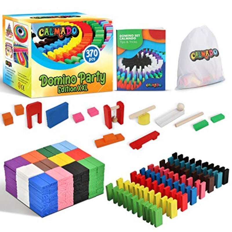 طقم Dominos مكون من 370 قطعة ألعاب الدومينو لعبة مصنوعة من الخشب ألعاب العائلة مجموعة جراند إصدار + حقيبة + دليل التعليمات + إكسسوارات - Image 1