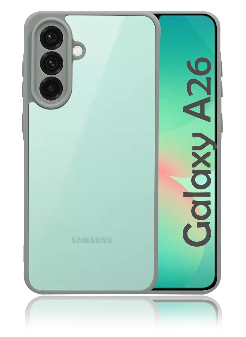 Generic - Transparent Silicone Frame Back Cover for Samsung Galaxy A26 - Camera Protection Shockproof Bumper - Shockproof Hard Back with Grey Border - Scratch & Drop Protection - Stylish & Durable Design- Grey - Image 1