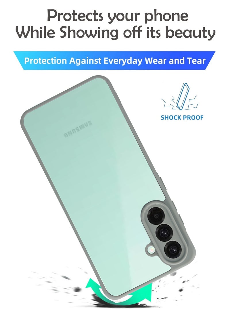Generic - Transparent Silicone Frame Back Cover for Samsung Galaxy A26 - Camera Protection Shockproof Bumper - Shockproof Hard Back with Grey Border - Scratch & Drop Protection - Stylish & Durable Design- Grey - Image 1