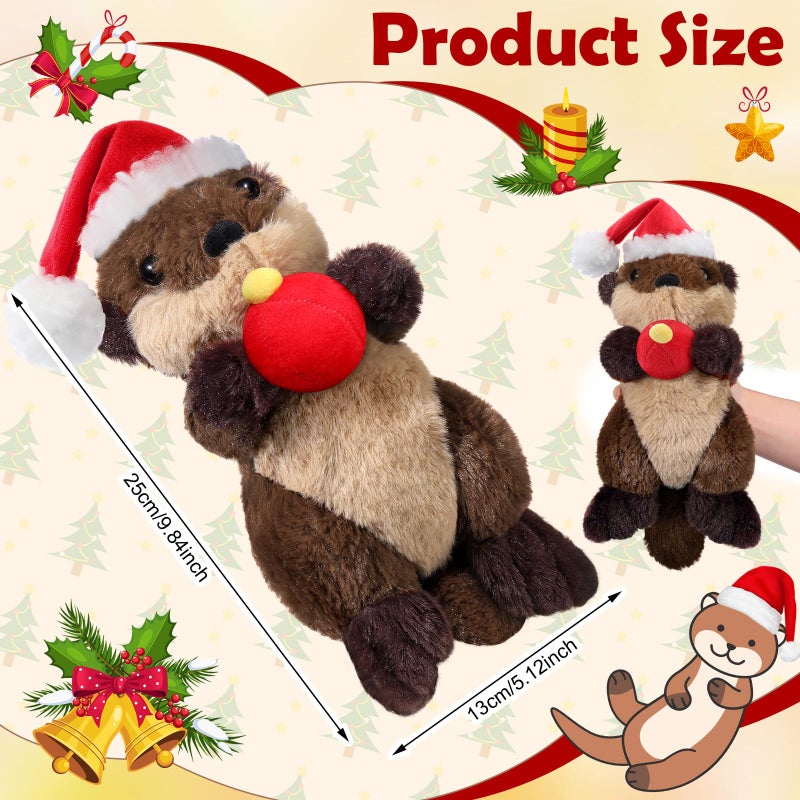 Blueweenly Sea Otter Stuffed Animal Plush Floating River Otter Cute Plushie Toys Stuffed Animal Girlfriend Boyfriend Ocean Birthday Mother Day Plush For Mom Gift (Christmas Hat) - Image 2