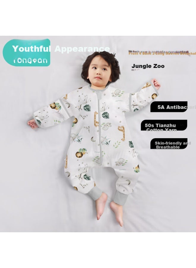 Babyface Youthful Appearance Baby Sleeping Bag Summer Bamboo Cotton Gauze Baby Pajamas Children's Split Leg Anti-kick Quilt Front 4 Back 2 Size 100 - Image 3