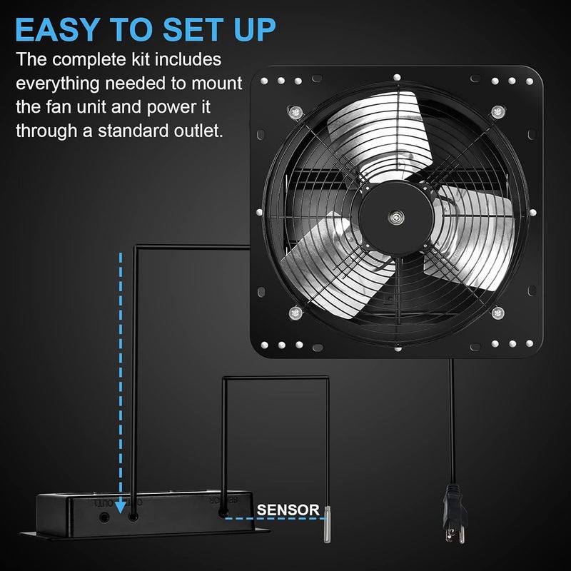 iPower iPower Shutter Exhaust Fan 12inch with Temperature Humidity Controller  Wall Mount Ventilation and Cooling for Sheds Attics Workshops2Pack  - Image 5