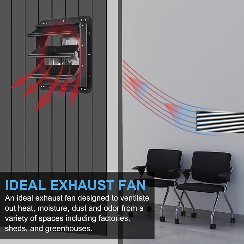 iPower iPower Shutter Exhaust Fan 12inch with Temperature Humidity Controller  Wall Mount Ventilation and Cooling for Sheds Attics Workshops2Pack  - Image 3