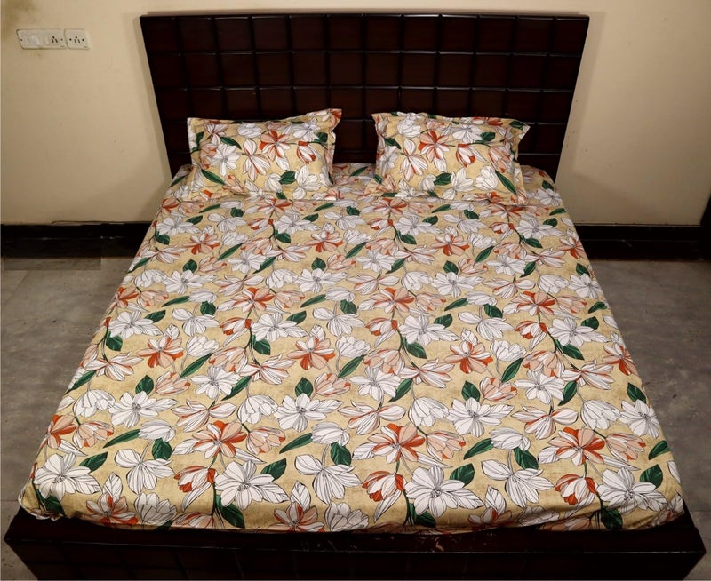 Bombay Dyeing 100 Pure Cotton King Size Queen Size Double Bed Bed Sheet Set with 2 Pillow Covers BedSheet14