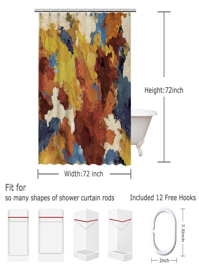 LIVILAN Abstract Shower Curtain, Orange Shower Curtain, Colorful Shower Curtain, Art Shower Curtain Set with 12 Hooks, Modern Bathroom Decor, 72"x72". - Image 3