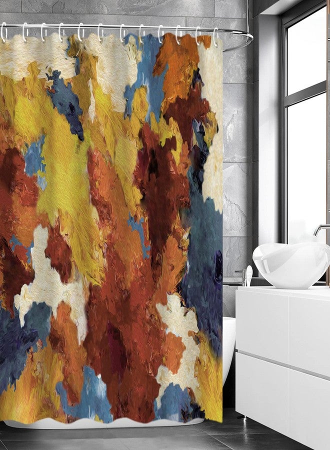 LIVILAN Abstract Shower Curtain, Orange Shower Curtain, Colorful Shower Curtain, Art Shower Curtain Set with 12 Hooks, Modern Bathroom Decor, 72"x72". - Image 2