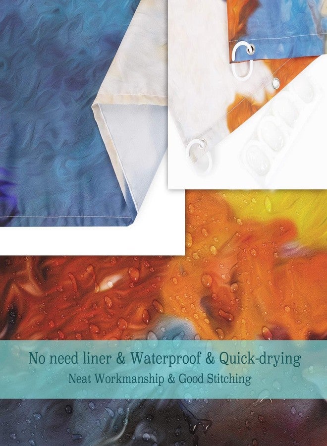 LIVILAN Abstract Shower Curtain, Orange Shower Curtain, Colorful Shower Curtain, Art Shower Curtain Set with 12 Hooks, Modern Bathroom Decor, 72"x72". - Image 4