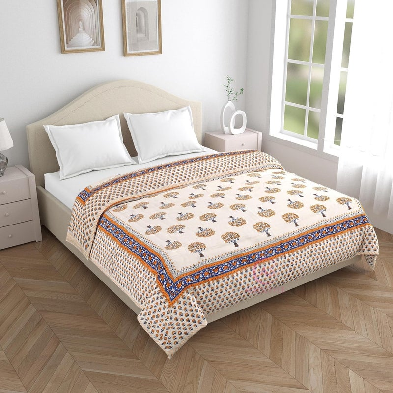 WORLDNEX 400 TC Pure Cotton Jaipuri Design Printed Lightweight Double Bed Quilt/Razai/Rajai, 85 x 100 Inches, Soft & Cozy Bedding for All Seasons (Design-D-02) - Image 4
