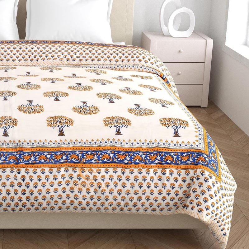 WORLDNEX 400 TC Pure Cotton Jaipuri Design Printed Lightweight Double Bed Quilt/Razai/Rajai, 85 x 100 Inches, Soft & Cozy Bedding for All Seasons (Design-D-02) - Image 3