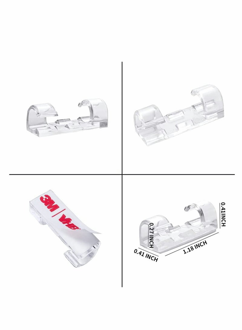 Excefore 40 Pieces Cable Clips, ELECDON Strong Self Adhesive Cord Holder Transparent Cable Management Clips Heavy Duty Wire Holder Durable Finisher Wire Clamp for Car, Organizing USB Charging Cable, TV, Office - Image 2