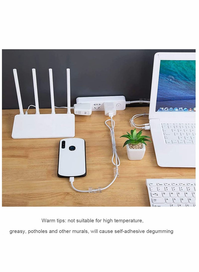 Excefore 40 Pieces Cable Clips, ELECDON Strong Self Adhesive Cord Holder Transparent Cable Management Clips Heavy Duty Wire Holder Durable Finisher Wire Clamp for Car, Organizing USB Charging Cable, TV, Office - Image 4