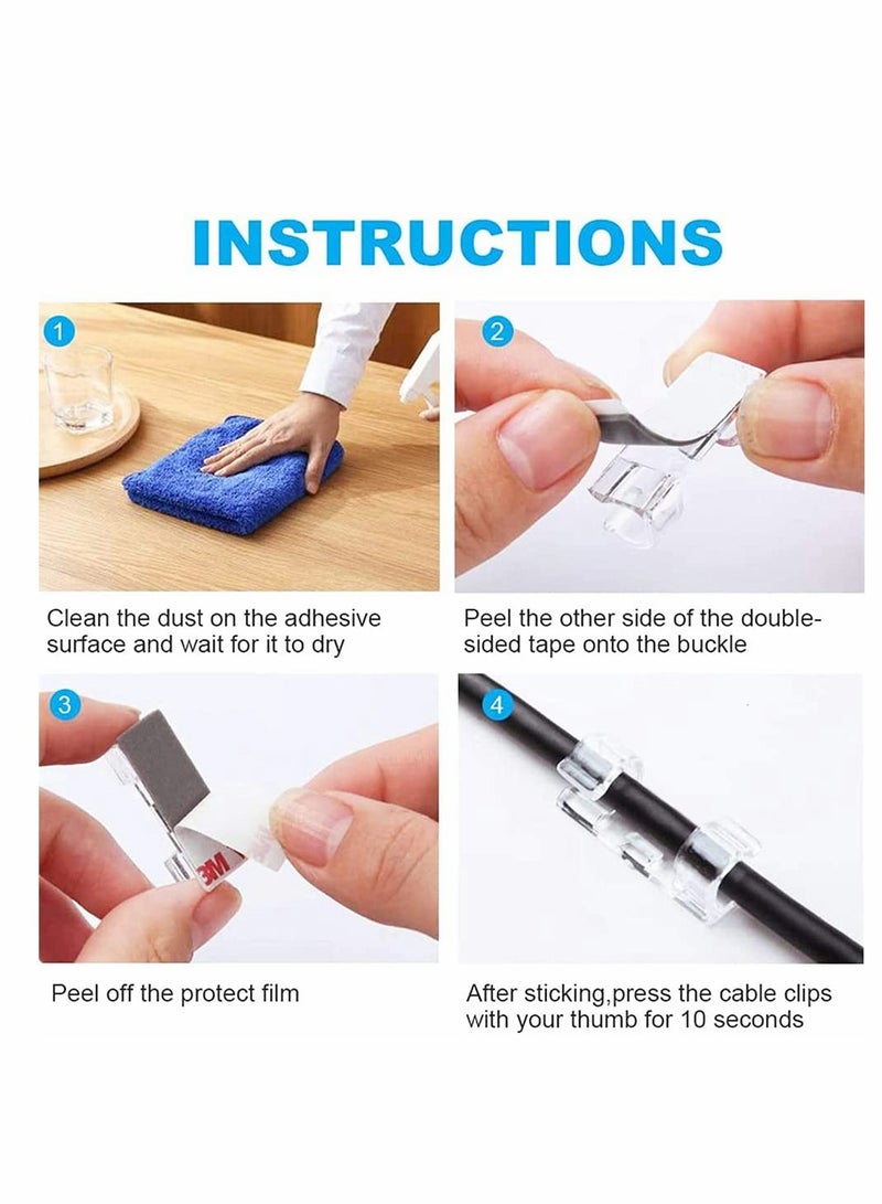 Excefore 40 Pieces Cable Clips, ELECDON Strong Self Adhesive Cord Holder Transparent Cable Management Clips Heavy Duty Wire Holder Durable Finisher Wire Clamp for Car, Organizing USB Charging Cable, TV, Office - Image 5