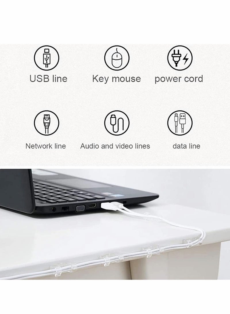 Excefore 40 Pieces Cable Clips, ELECDON Strong Self Adhesive Cord Holder Transparent Cable Management Clips Heavy Duty Wire Holder Durable Finisher Wire Clamp for Car, Organizing USB Charging Cable, TV, Office - Image 3