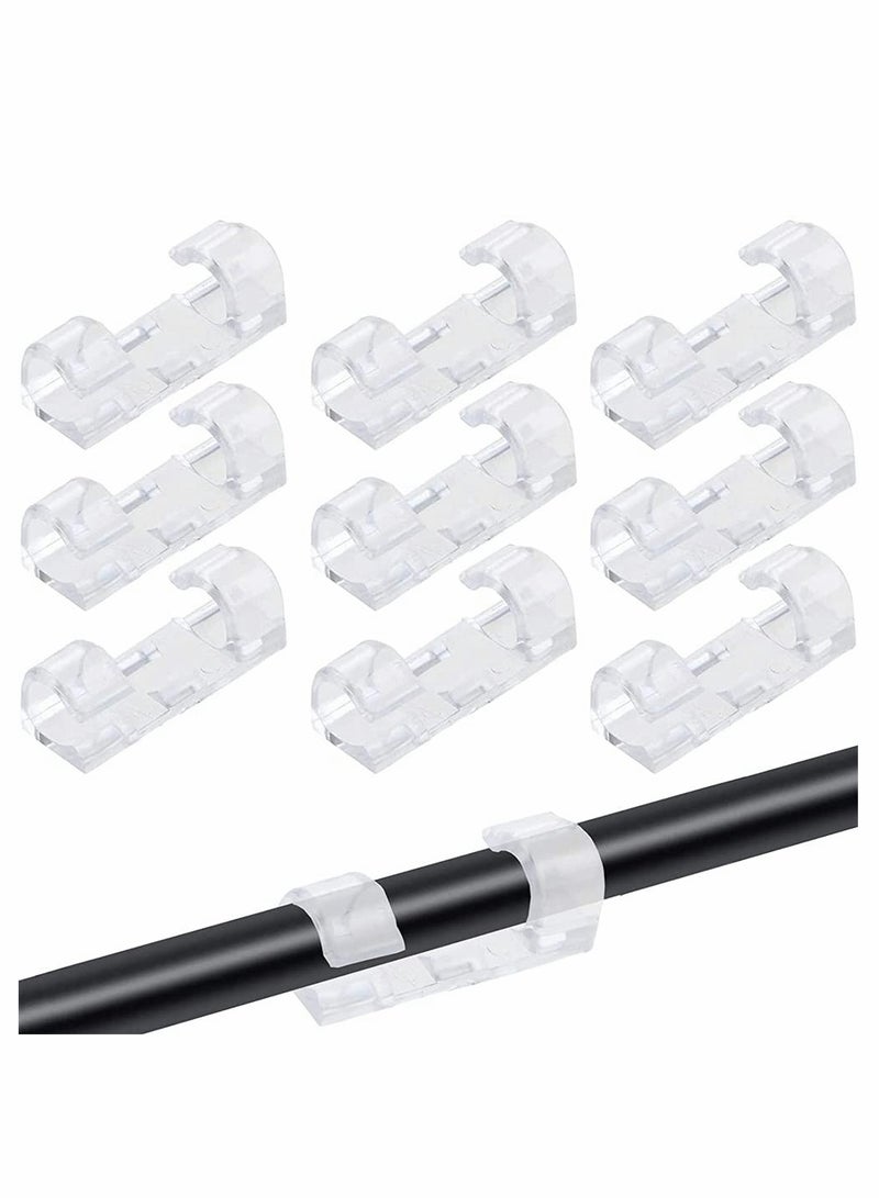 Excefore 40 Pieces Cable Clips, ELECDON Strong Self Adhesive Cord Holder Transparent Cable Management Clips Heavy Duty Wire Holder Durable Finisher Wire Clamp for Car, Organizing USB Charging Cable, TV, Office - Image 1