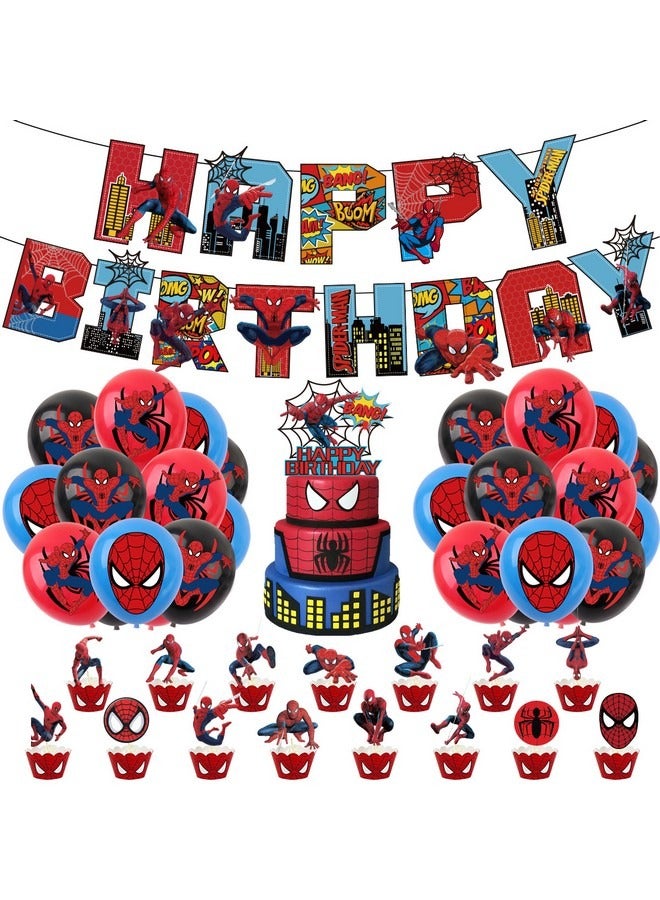 Beauenty Birthday Party Decoration, 42-Piece Spiderman Theme Suit Birthday Party Supplies Set Including Spiderman Background Cloth (Size 150cmx100cm) - Image 2