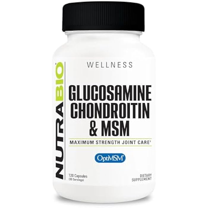 NutraBio Glucosamine Chondroitin & OptiMSM Supplement, Joint Support Formula - 120 Capsules (120 Count) - Image 1