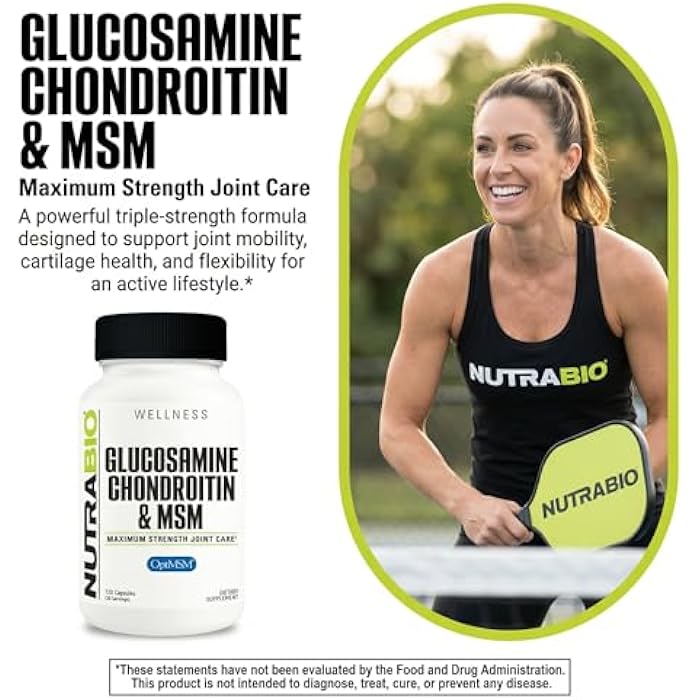 NutraBio Glucosamine Chondroitin & OptiMSM Supplement, Joint Support Formula - 120 Capsules (120 Count) - Image 3
