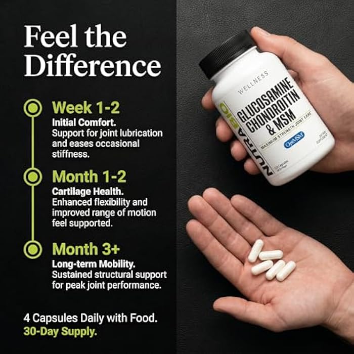 NutraBio Glucosamine Chondroitin & OptiMSM Supplement, Joint Support Formula - 120 Capsules (120 Count) - Image 4