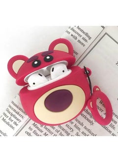 Case Cover Red Bear Protective Case Bluetooth Earphone Storage Box Silicone Ring Rope Anti-drop Bag for Apple AirPods 1/2