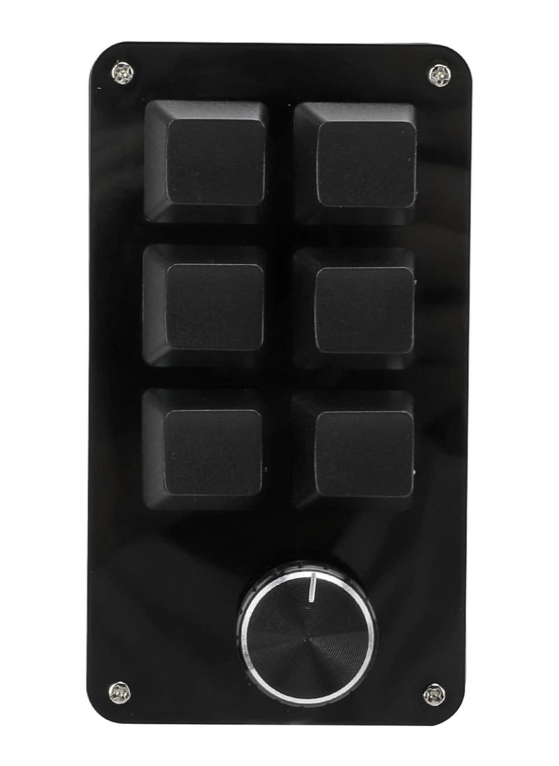Generic - Mini Gaming Keypad 6 Key Mechanical Keyboard Shortcut Programmable Keyboard for Office Game Music Media (All Black) - Image 1