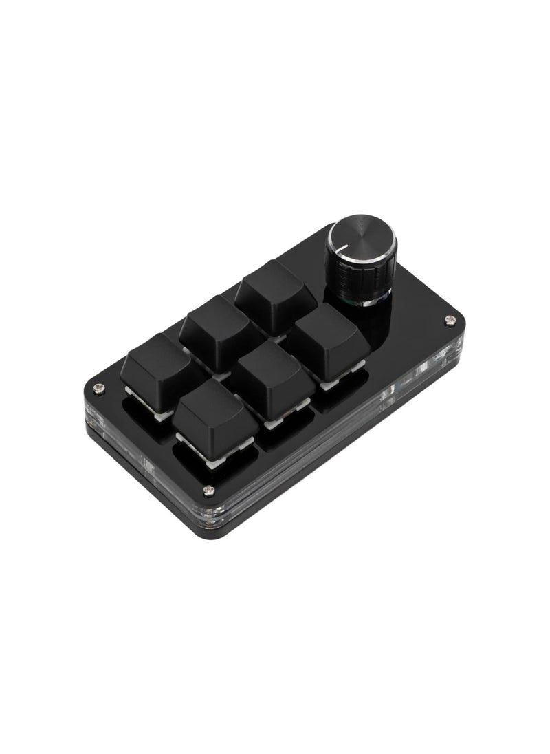 Generic - Mini Gaming Keypad 6 Key Mechanical Keyboard Shortcut Programmable Keyboard for Office Game Music Media (All Black) - Image 1