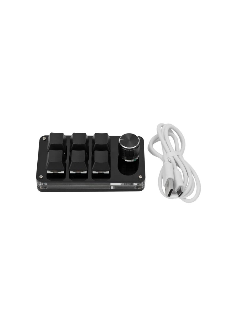 Generic - Mini Gaming Keypad 6 Key Mechanical Keyboard Shortcut Programmable Keyboard for Office Game Music Media (All Black) - Image 1