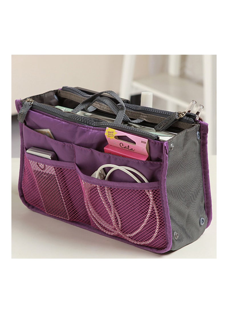Multifunctional Double Layer Folding Storage Bag, Large Capacity Zipper Handbag, Portable Sorting Bag For Travel Digital Organizer Insert Bag