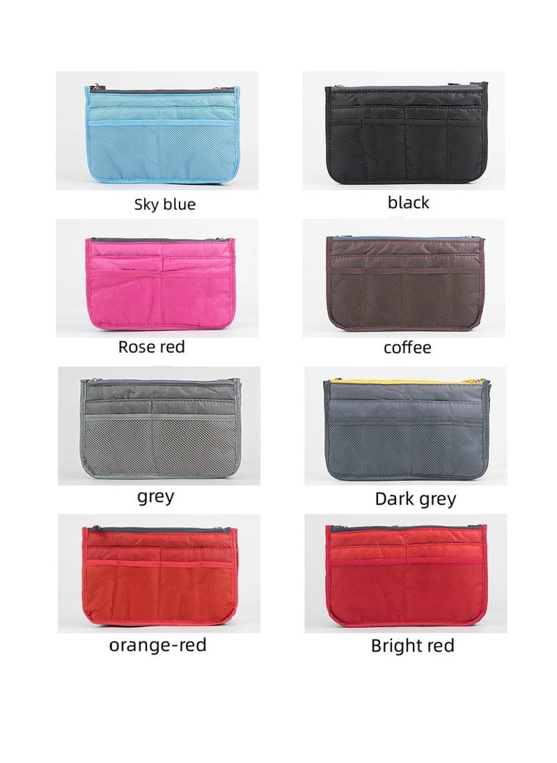 Multifunctional Double Layer Folding Storage Bag, Large Capacity Zipper Handbag, Portable Sorting Bag For Travel Digital Organizer Insert Bag