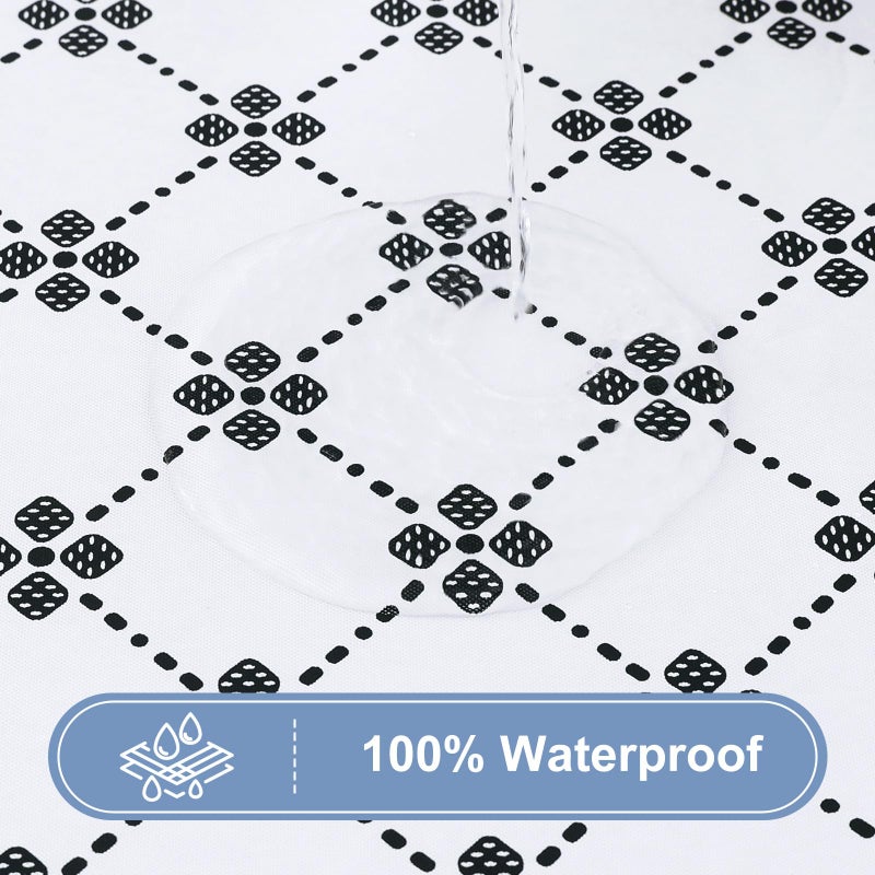 misaya Rectangle Vinyl Table Cloth  Elastic Fitted Tablecloth with Flannel Backing  Waterproof Plastic Table Cover Fits 4 Foot Folding Tables for Camping  Indoor and Outdoor (White  30"" x 48"") - Image 3