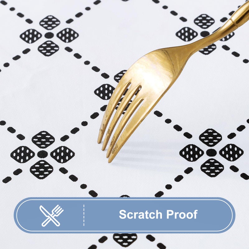 misaya Rectangle Vinyl Table Cloth  Elastic Fitted Tablecloth with Flannel Backing  Waterproof Plastic Table Cover Fits 4 Foot Folding Tables for Camping  Indoor and Outdoor (White  30"" x 48"") - Image 4