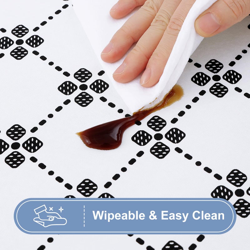 misaya Rectangle Vinyl Table Cloth  Elastic Fitted Tablecloth with Flannel Backing  Waterproof Plastic Table Cover Fits 4 Foot Folding Tables for Camping  Indoor and Outdoor (White  30"" x 48"") - Image 5