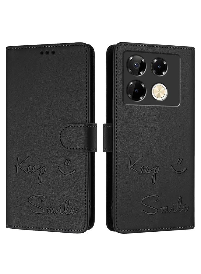 زبون جراب لهاتف Infinix Note 40 Pro 4G X6850 جراب هاتف جلدي بنقش ابتسامة بتقنية RFID - Image 3