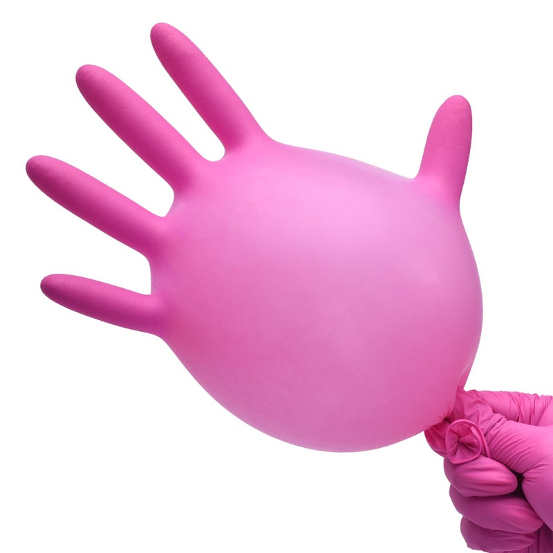 SwiftGrip Powder-Free Nitrile Gloves, XL, 50ct Box - 3-mil, Disposable, Latex-Free, for Kitchen, Cleaning, Estheticians, Hair Stylist - Pink/Fuchsia - Image 4
