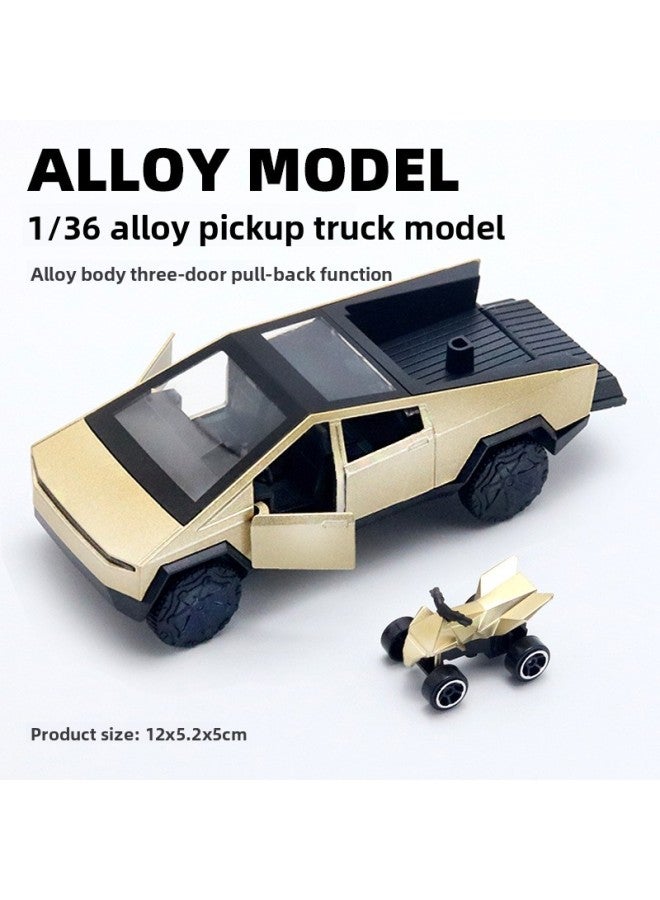 Bagged 1/36 Special Pickup With Small Motorcycle Off-Road Alloy Car Model Boy Metal Car Toy Pull Back 