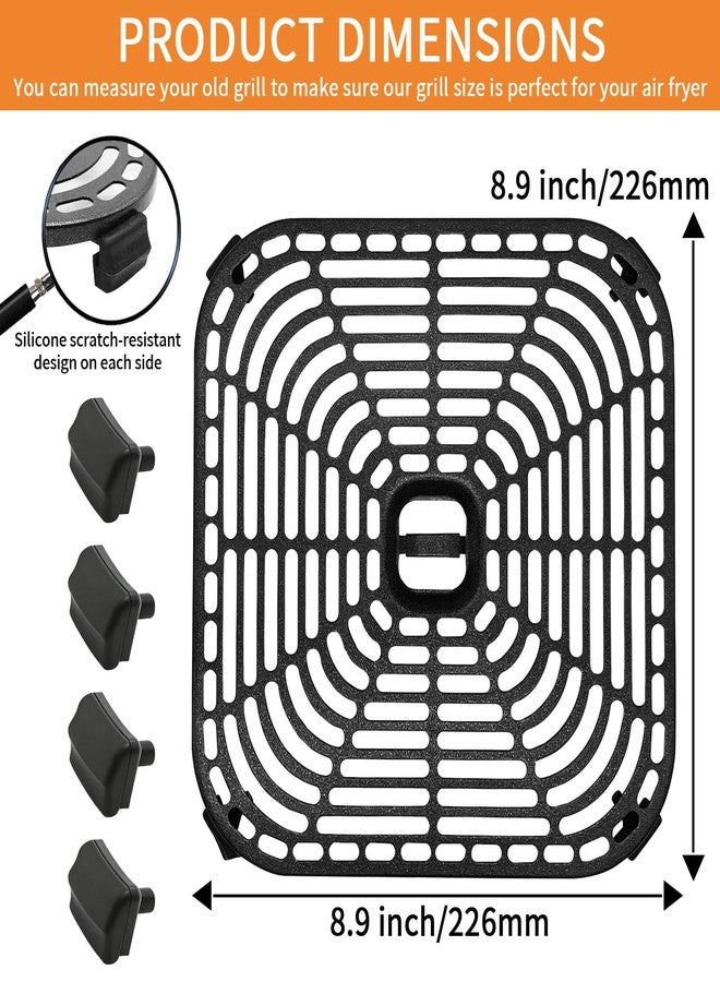 GXF Air Fryer Grill Pan for COSORI Air Fryer TurboBlaze 6 QT, Non-Stick 8.9’’*8.9’’Square Air Fryer Rack Replacement Parts Accessories Grill Plate Crisper Plate Tray with Rubber Bumpers, Dishwasher Safe - Image 2
