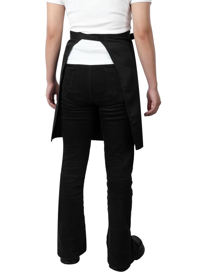 Cuffbow 8 Pack Half Bistro Aprons Black Unisex Half Server Apron with 2 Pockets Extra Long Waist Front Ties Waterproof Accessories for Men Women Server Waiter Waitress Chef - Image 4