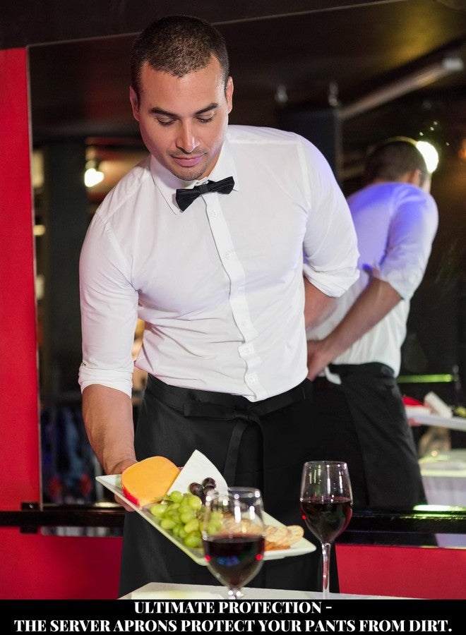Cuffbow 8 Pack Half Bistro Aprons Black Unisex Half Server Apron with 2 Pockets Extra Long Waist Front Ties Waterproof Accessories for Men Women Server Waiter Waitress Chef - Image 5