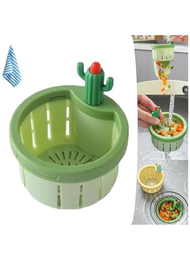 Cactus Sink Drain Strainer with Automatic Dumping Basket - Green  - Image 1