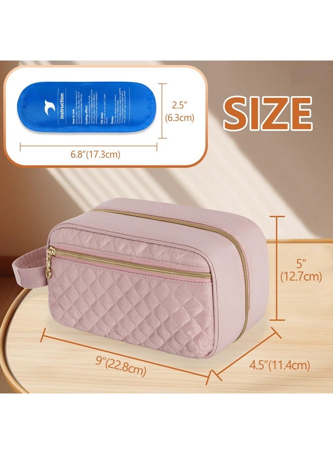 داميرو حقيبة تبريد حليب الثدي من داميرو مع 4 أكياس ثلج - منظم حقيبة سفر لتبريد حليب الثدي مع مقبض قابل للفصل للأمهات المرضعات، لون وردي - Image 4