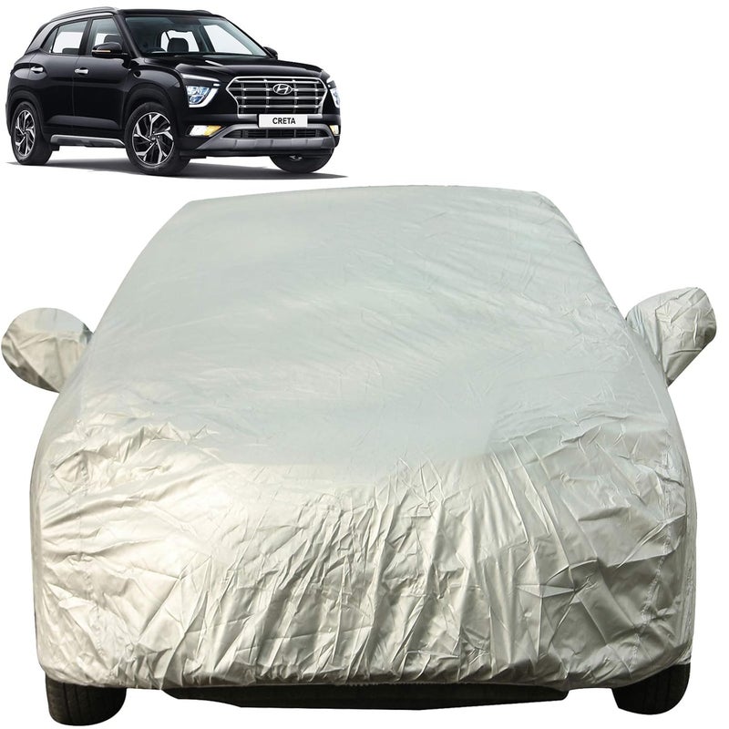 Autofact Waterproof Premium Silver Matty Triple Stitched Car Body Cover with Mirror Pocket for Hyundai Creta 2020 Item Name (aka Title) - Image 1
