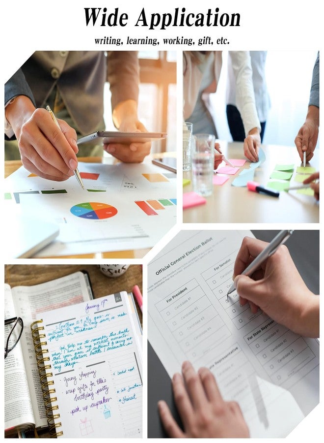 Qianyu ١٠٠ عبوة حبر جاف قابلة للسحب، ٤.٢ بوصة، حبر أسود، أقلام ناعمة بضغطة خفيفة، كتابة سلسة، سن متوسط، مناسبة للمذكرات واللوازم المكتبية والمدرسية - Image 3