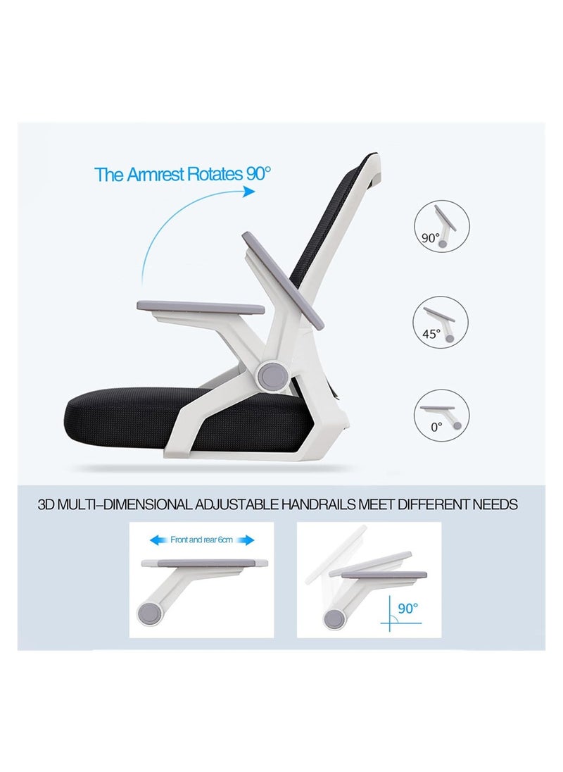 DMG TECH Ergonomic Computer Desk Chair with Lumbar Support, Flip-up Arms and Wheels, with Adjustable Height  - Image 4