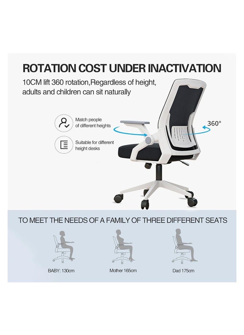 DMG TECH Ergonomic Computer Desk Chair with Lumbar Support, Flip-up Arms and Wheels, with Adjustable Height  - Image 3