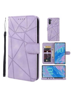 ماركة غير محددة جراب هاتف جلدي بخطوط هندسية لهاتف Samsung Galaxy Note10 (أرجواني) 