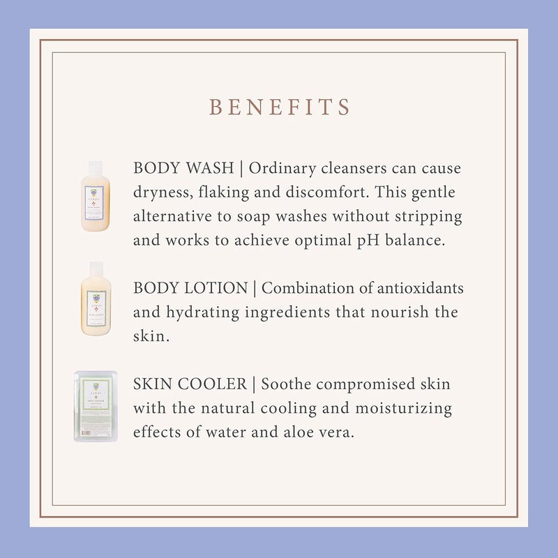 LINDI SKIN Soothing Body Treatment Trio Includes Body Wash Body Lotion and Cooler Pad Relieves Painful Effects of Radiation Burn Dermatologist Allergy Tested Skin Care Products - Image 3